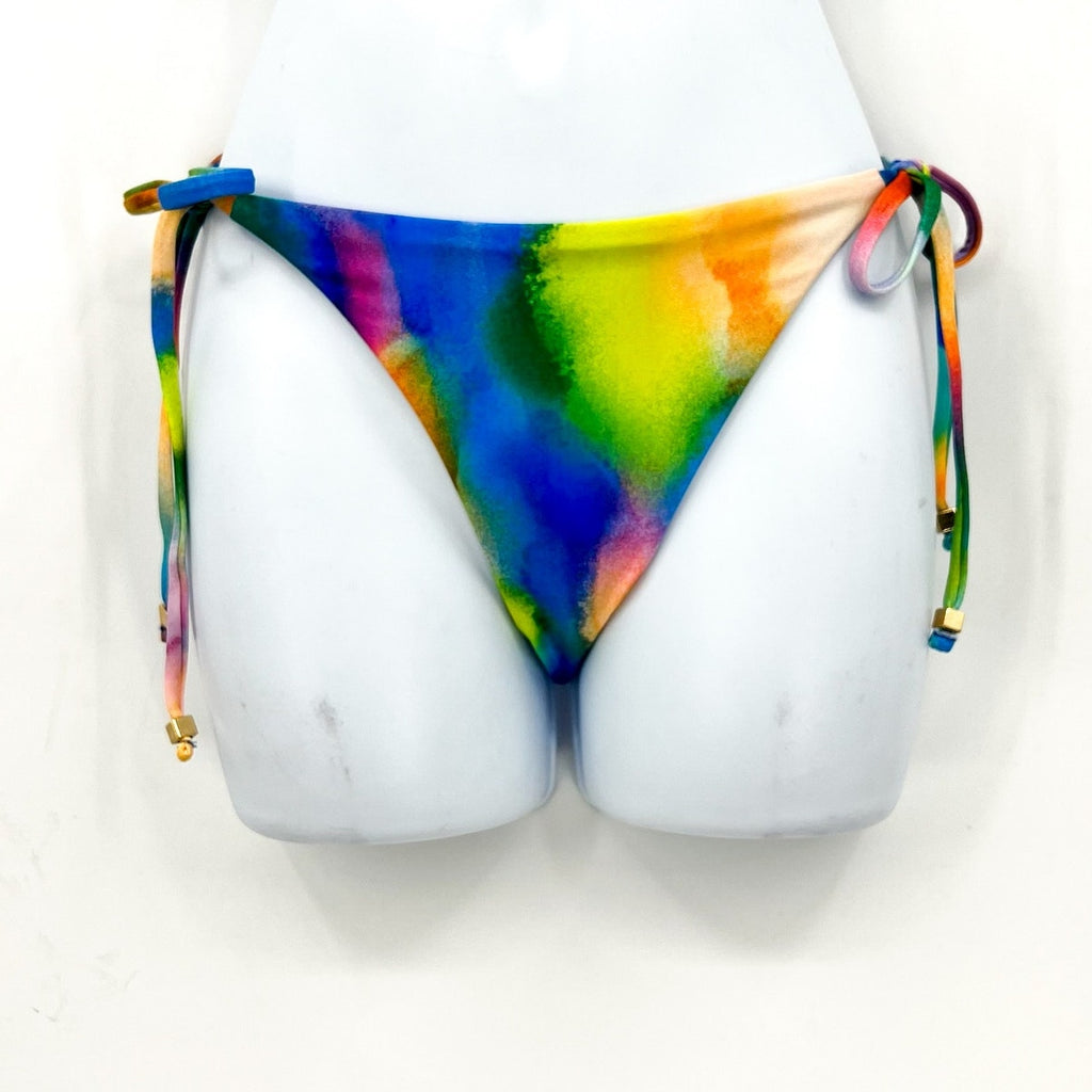 BECCA Women's Paper Mache Reversible Tie Side Bikini Bottom Small Rainbow NWT