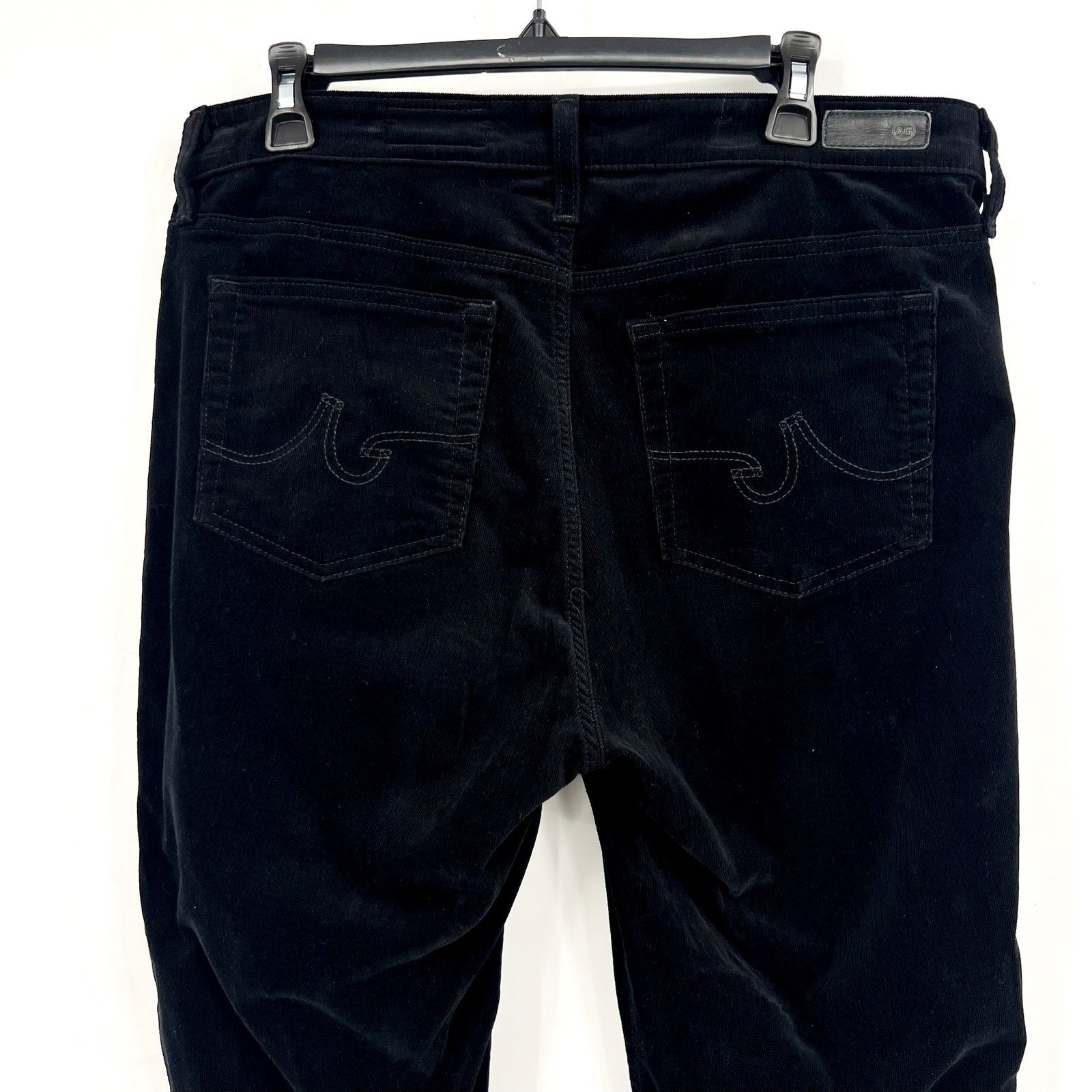 AG ADRIANO GOLDSCHMIED Mari Velvet Slim Straight Jeans SIZE 33 US 16 Black NWOT