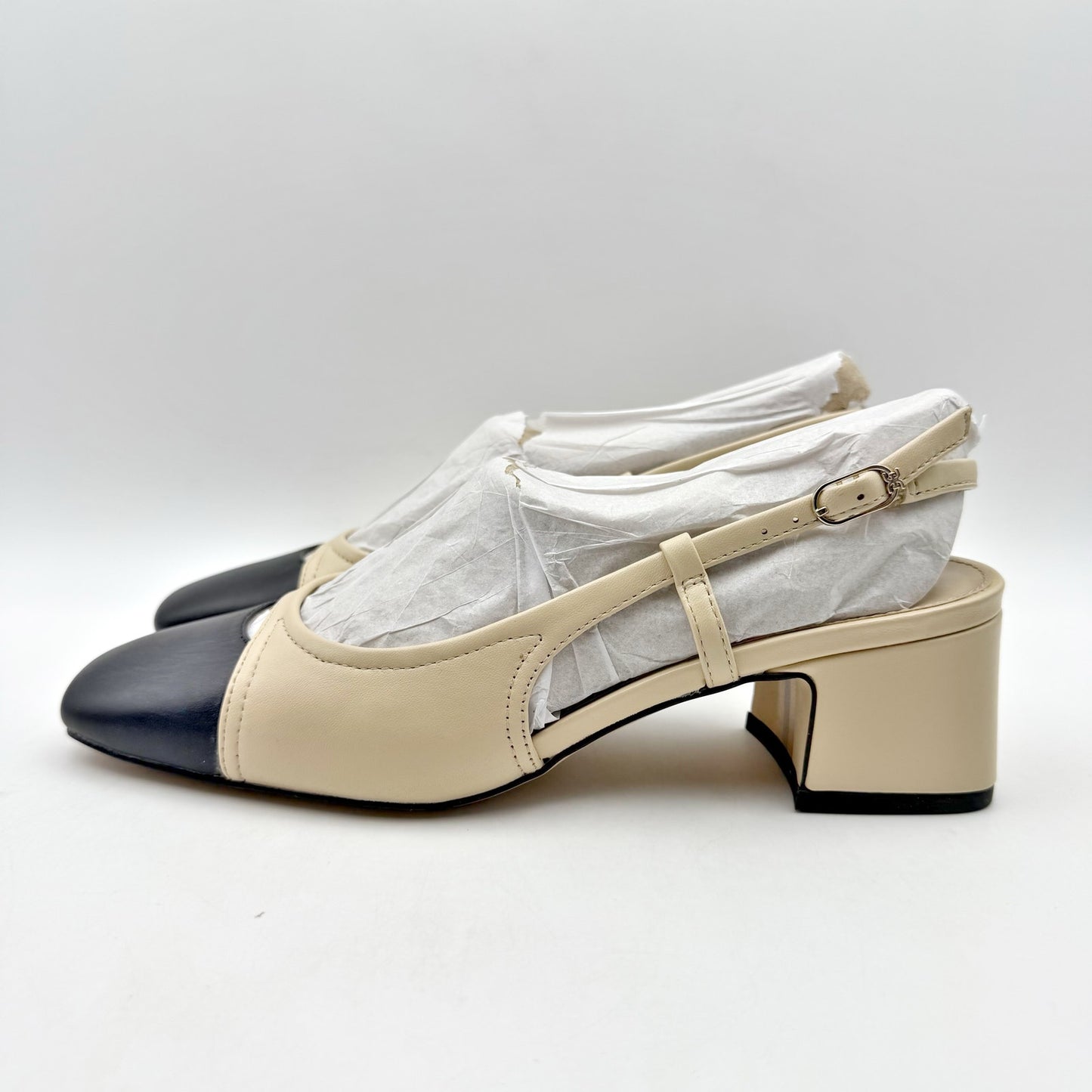 Sam Edelman Womens Tarra Slingback Pumps US 6 M Tan Black Leather NIB