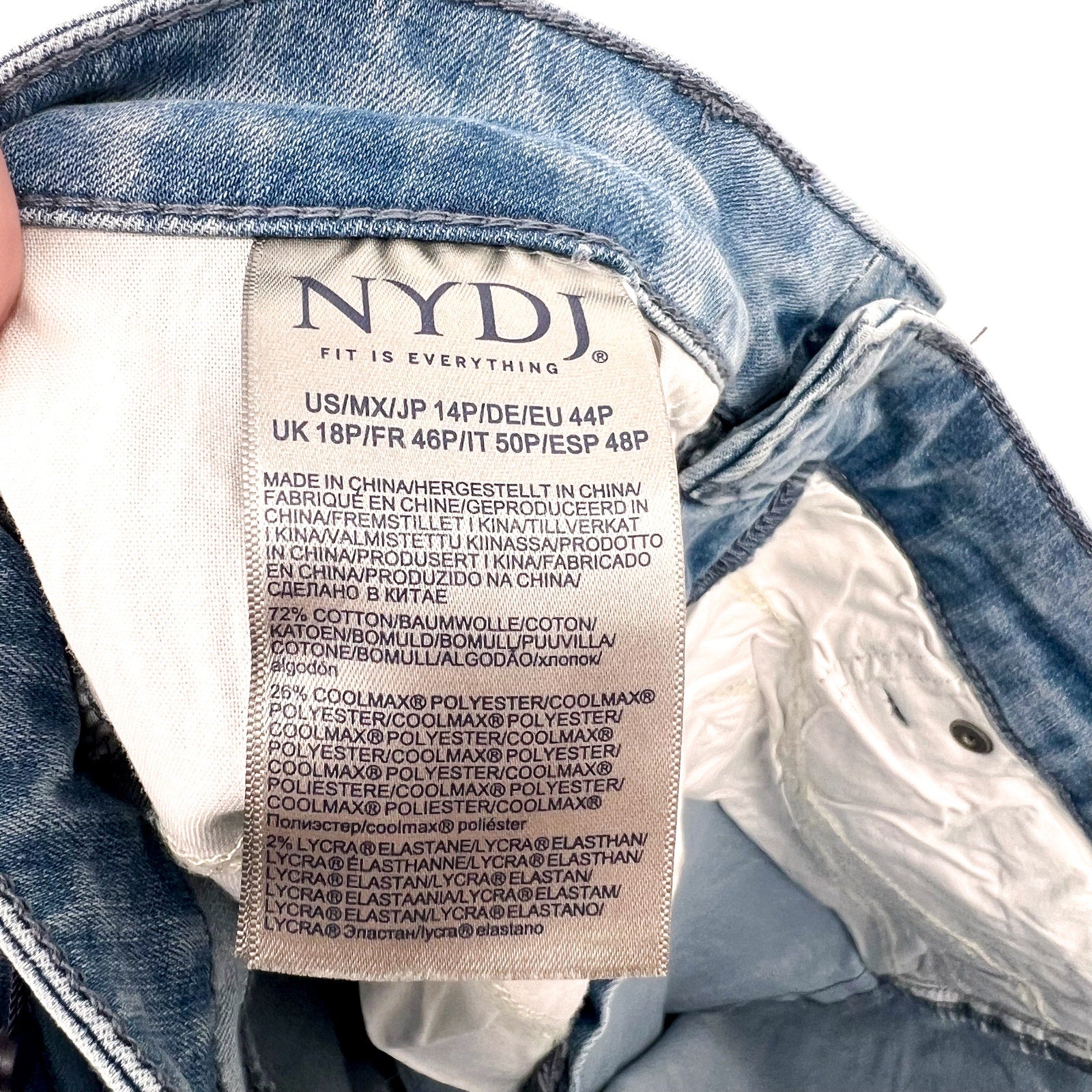 NYDJ Womens Margot Girlfriend Jeans Size 14 PETITE Kingston Blue NWT