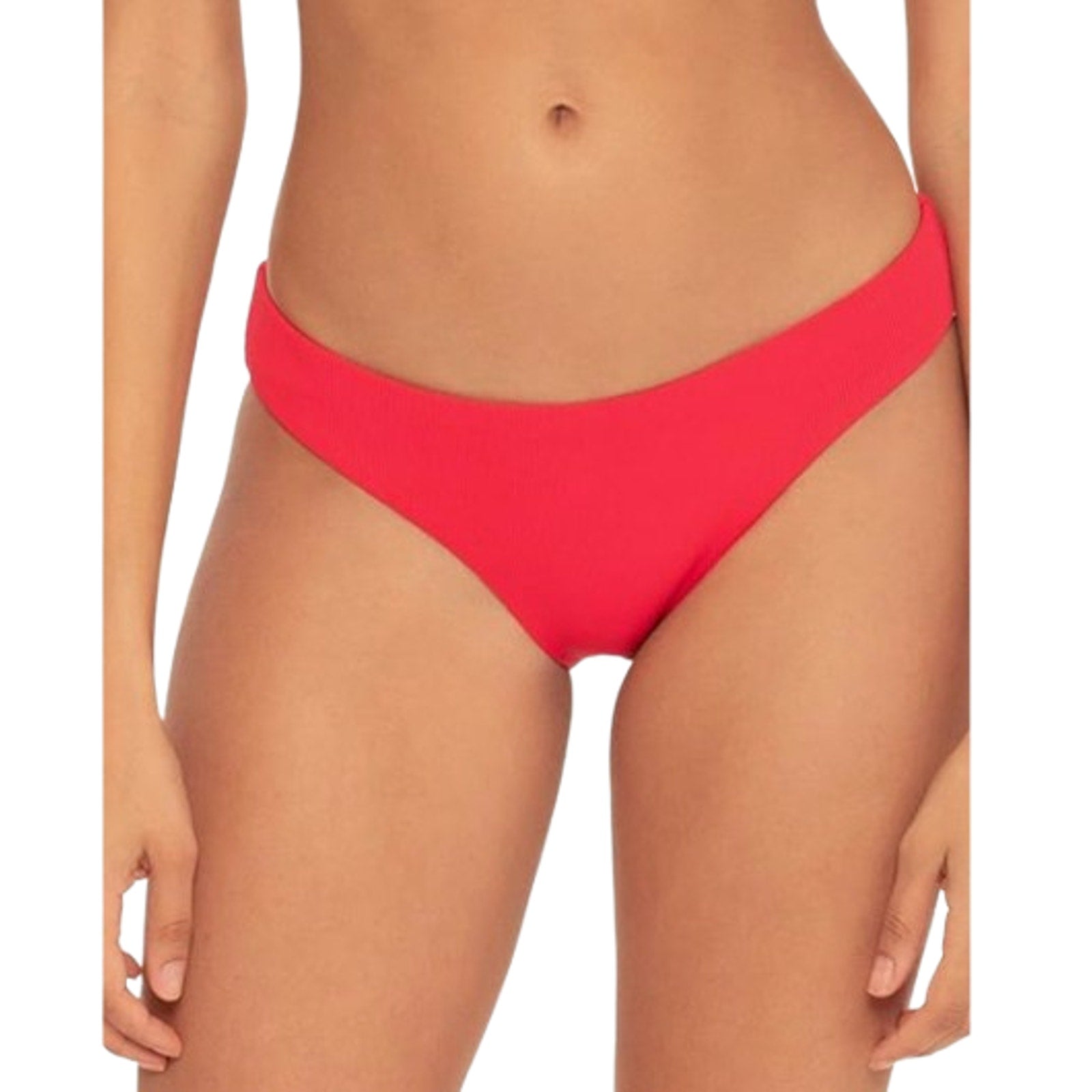BECCA Women's Adela Ruched Hipster Bikini Bottom Small Fire Red NWT