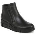 Vionic Womens Uptown Sur Ankle Boots Size 7 EU 37 Black Leather Wedge NIB