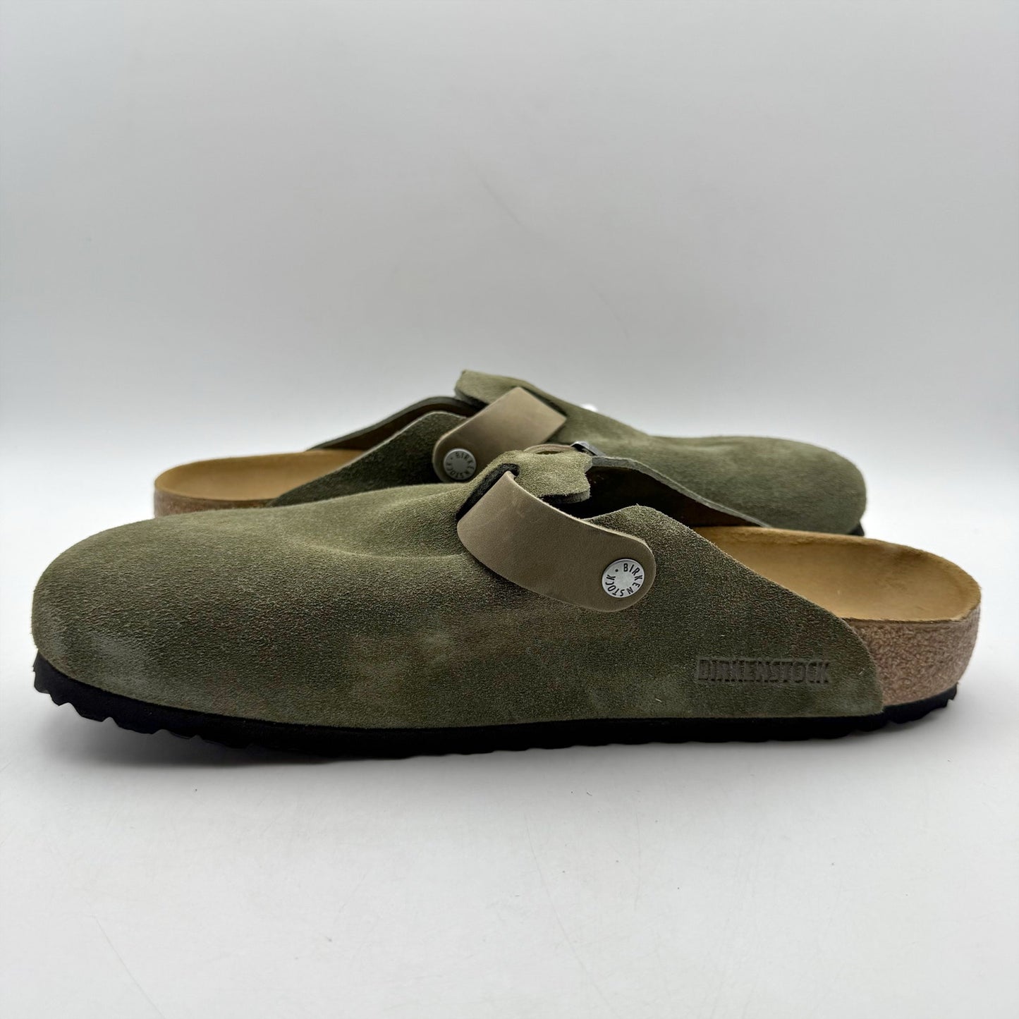 Birkenstock Mens Boston Clogs EU 45 US 12 Green Suede Slip On NWOB