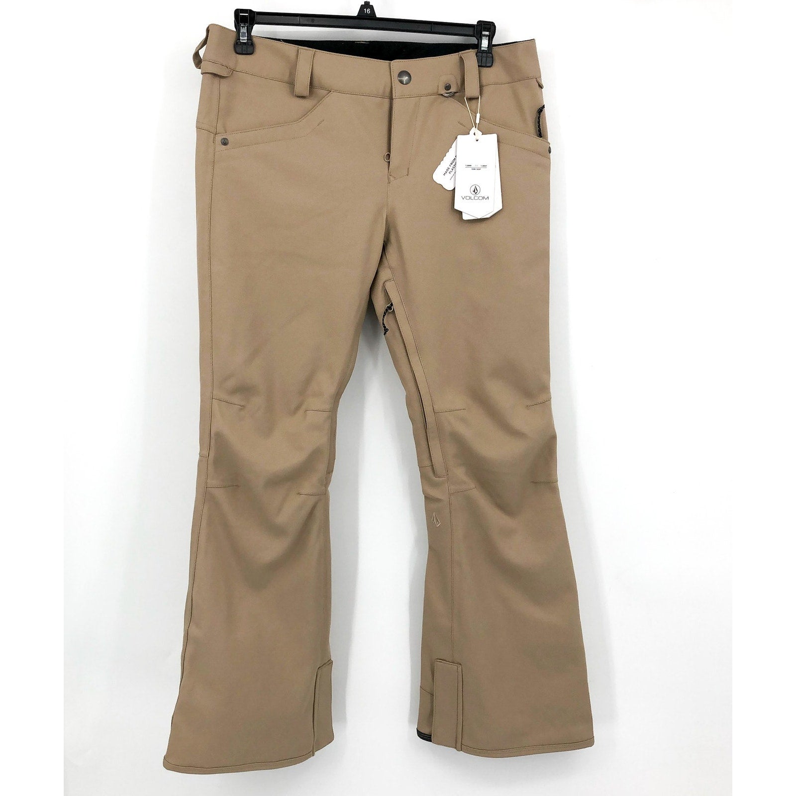 VOLCOM Women's Species Snowboard Pants Large Tan Brown Stretch Waterproof NWT