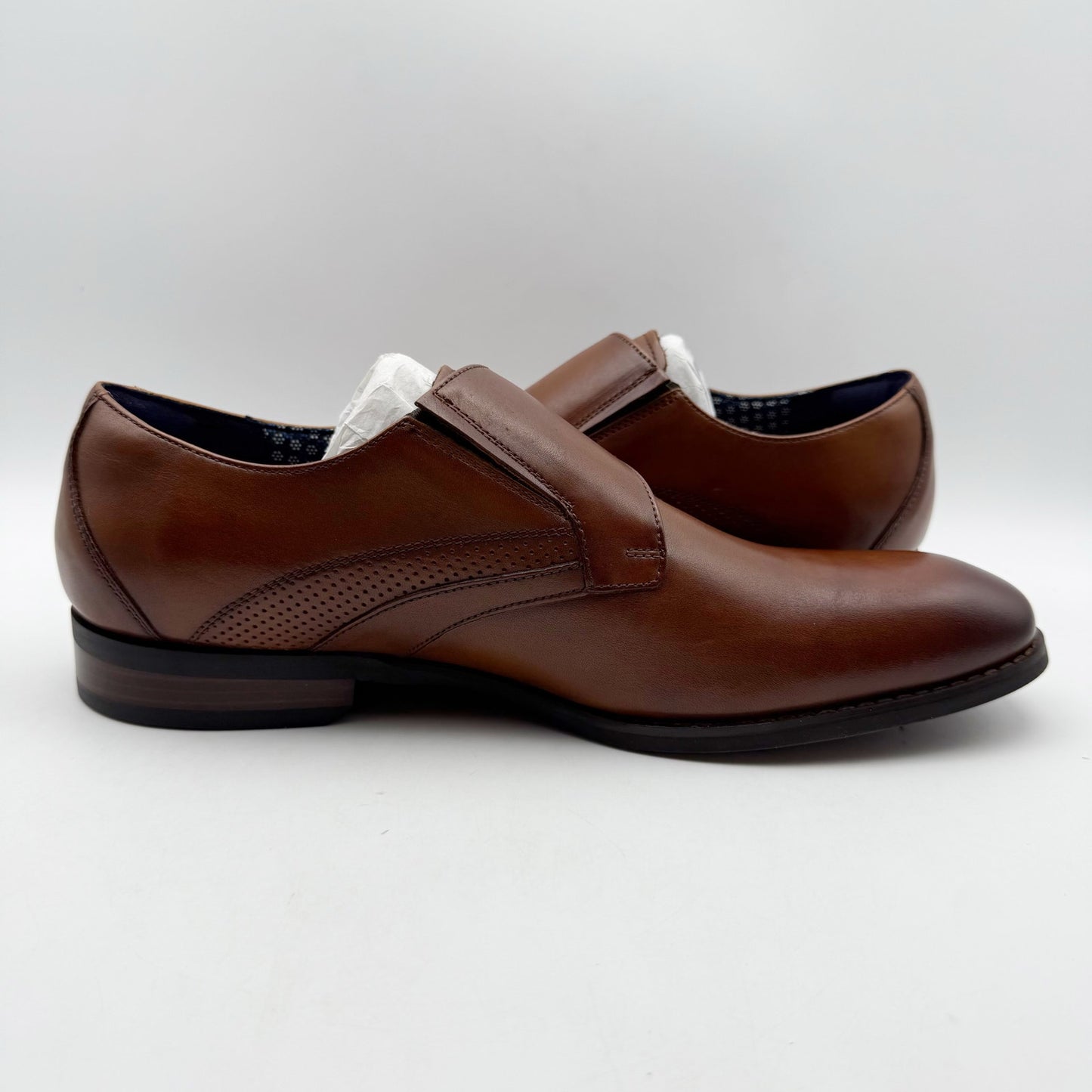 Stacy Adams Mens Karcher Monk Strap Dress Shoes US 9 M Brown Leather NIB