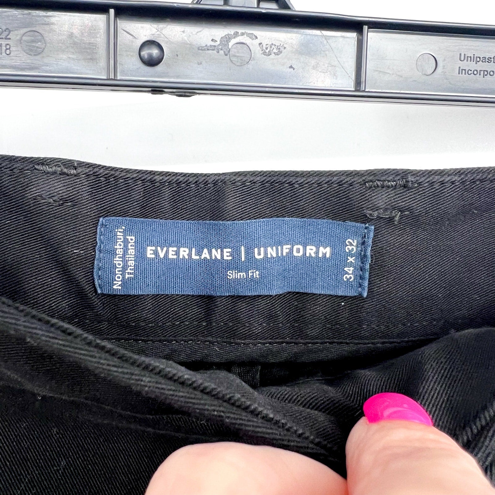 EVERLANE Men's Uniform Performance Chino Pants 34x32 Black Slim Fit NWT