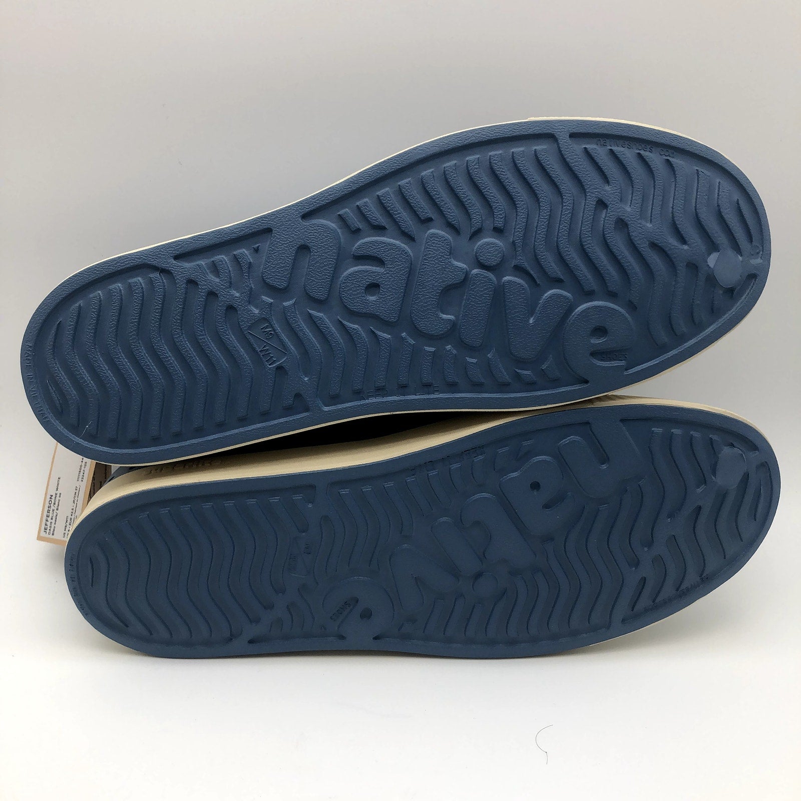 Native Unisex Jefferson Slip On Size Mens 9 Womens 11 Oasis Blue Bone White NIB