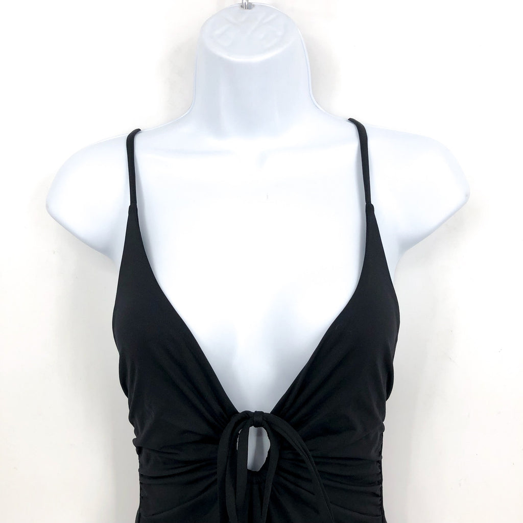 L*SPACE Women's Piper Classic One Piece Swimsuit XS Black Front Keyhole NWT
