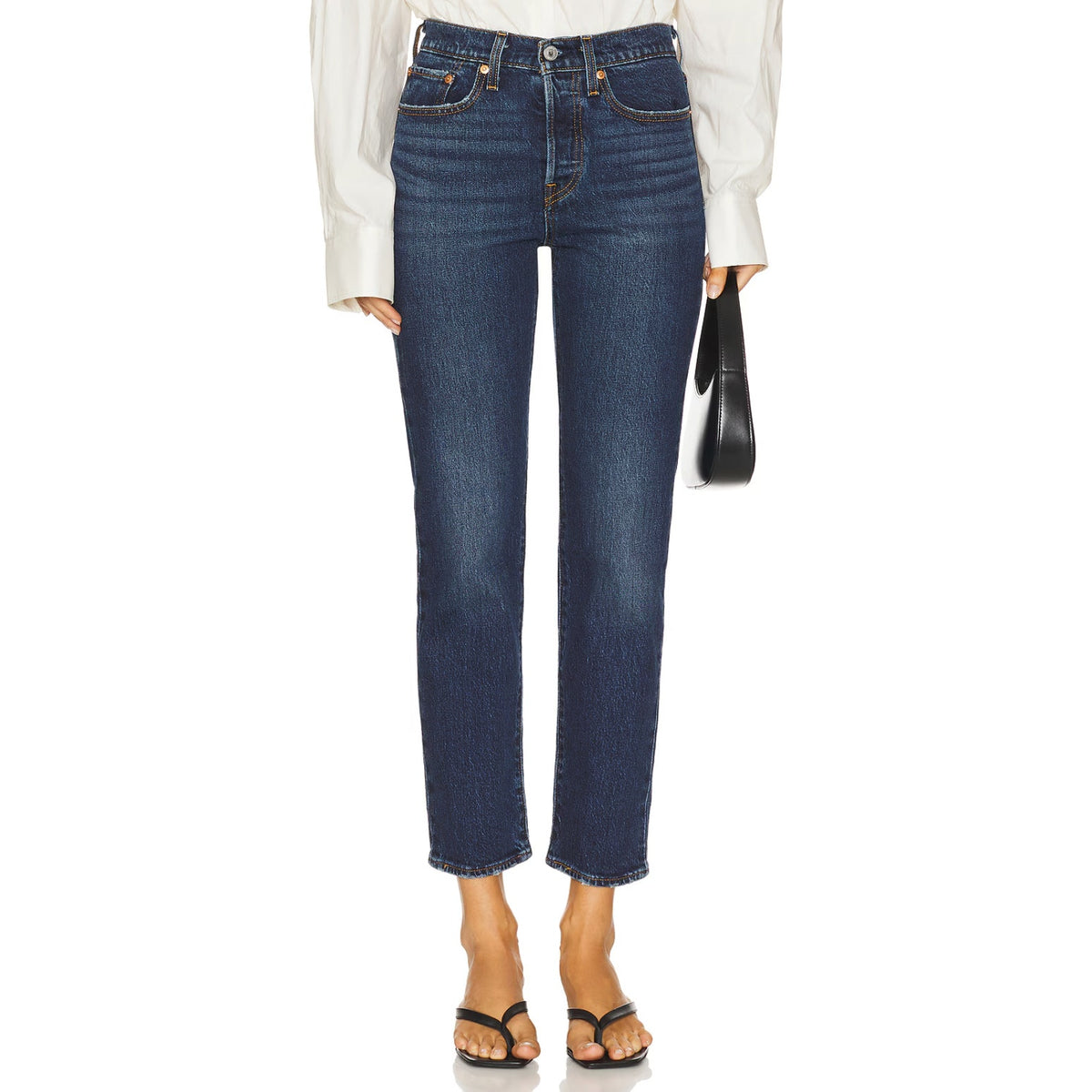 Levi's Womens Wedgie Straight Ankle Jeans 27x28 Indifferent Indigo 349640217 NWT