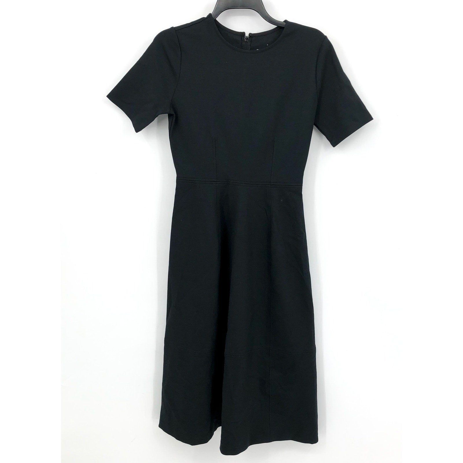 EVERLANE Women's The Dream Short-Sleeve Bell Dress Small Black Midi NWT