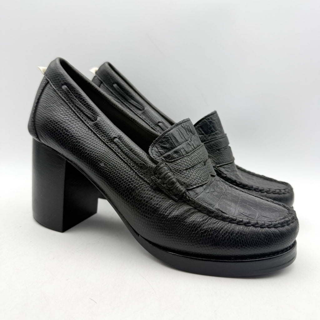 RE/DONE Womens Winsome Heel Loafers US 7 M EU 37 Black Leather NWOB