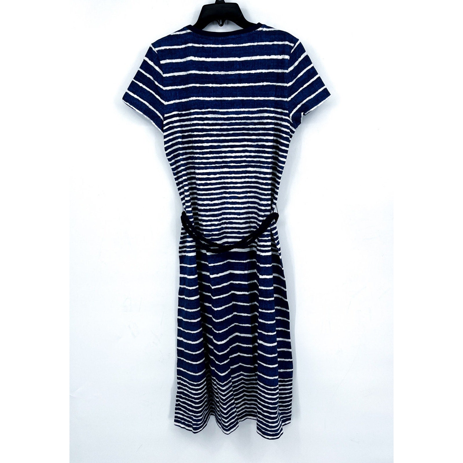 TOMMY BAHAMA Coastal Chalet Midi Dress Small Blue White Stripe Belt Knit NWT