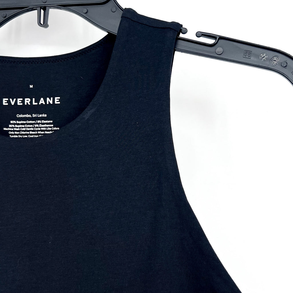 EVERLANE Women's The Cutaway Tank Bodysuit Medium Black Sleeveless NWT