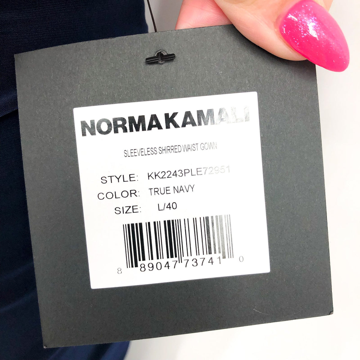 NORMA KAMALI Women's Sleeveless Shirred Waist Gown Large/40 Blue True Navy NWT