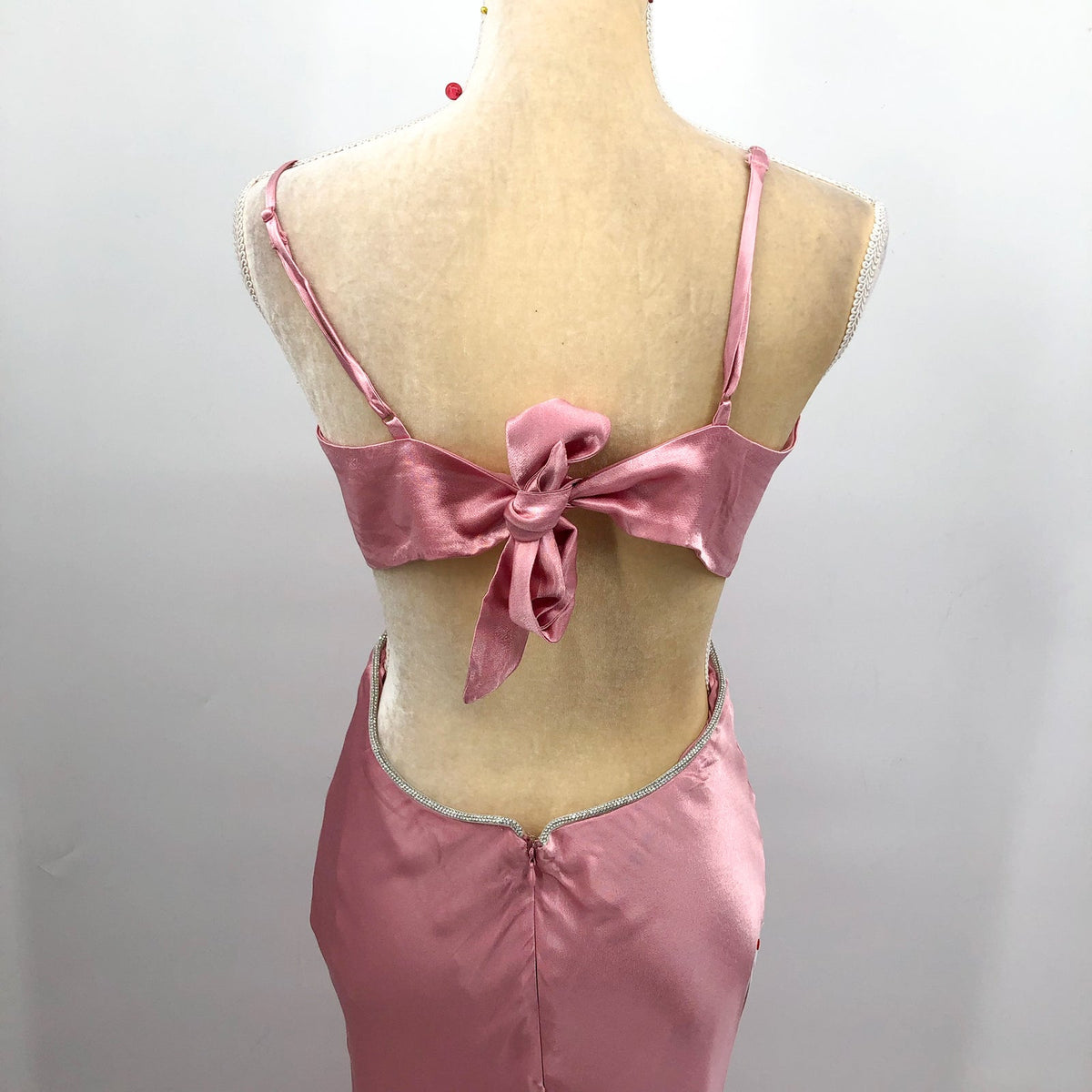 BARDOT Womens Rome Diamonte Slip Dress US Size 8 Blush Pink Open Back V NWT