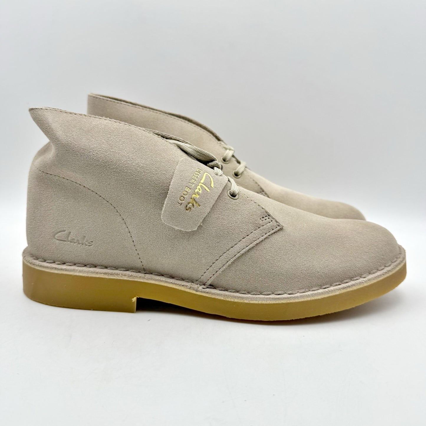 Clarks Mens Desert Coal Chukka Boots US 7.5 M EU 40 Stone Taupe Suede NIB