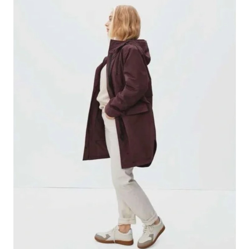 EVERLANE Womens The ReNew Anorak Rain Coat XXS Maroon Red Water-Repellent NWT