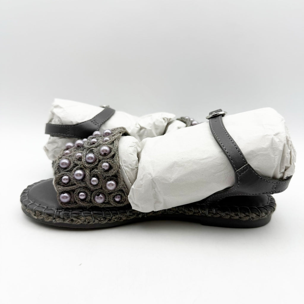 Sam Edelman Kids Holly Sandals US 2 M EU 33.5 Mockingbird Grey Linen NIB