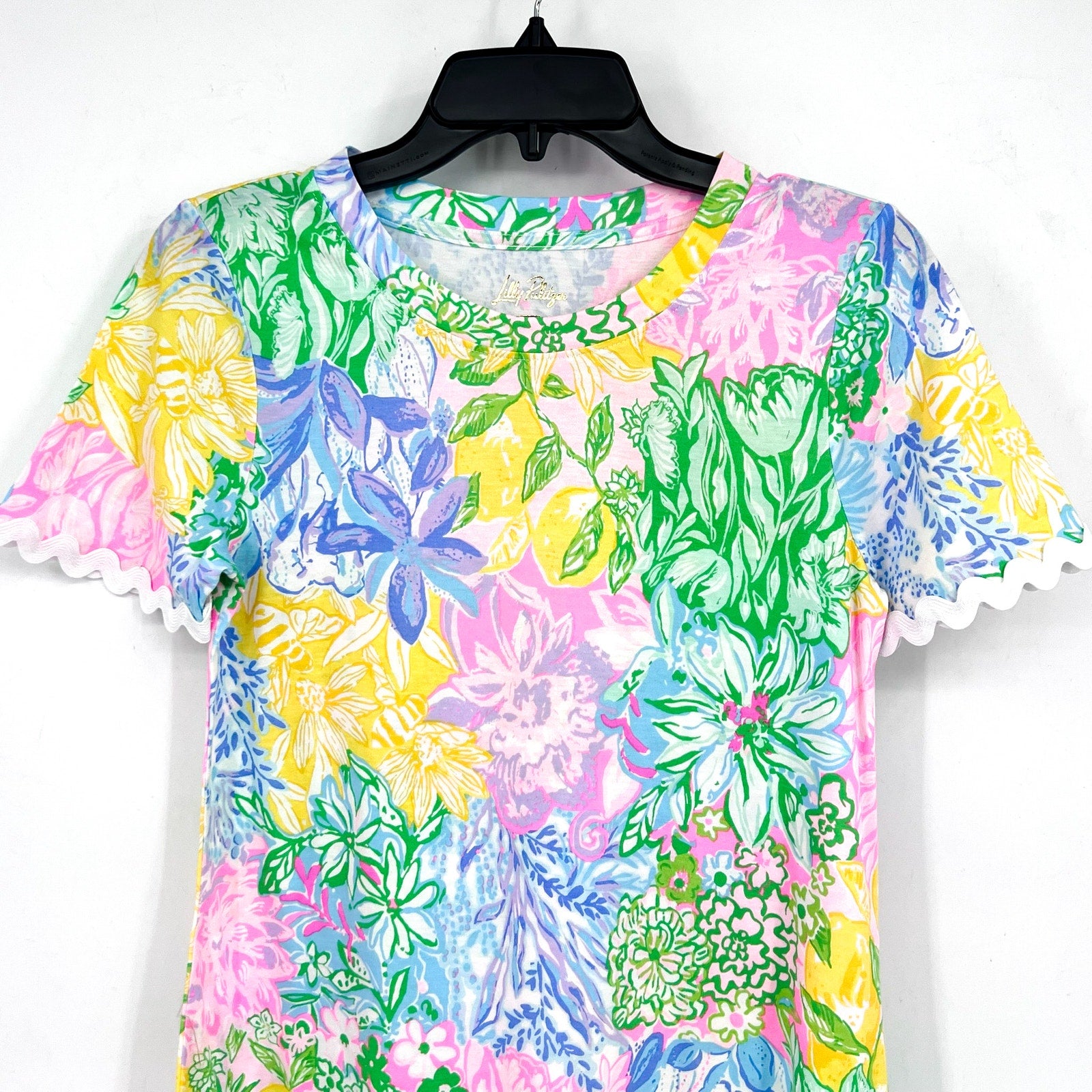 LILLY PULITZER Cody Short Sleeve Dress XS Pink Green Bright Delight Patch NWOT