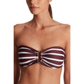 LAUREN RALPH LAUREN Largo Stripe Ring Bandeau Bikini Top Size 14 Red Claret NWT