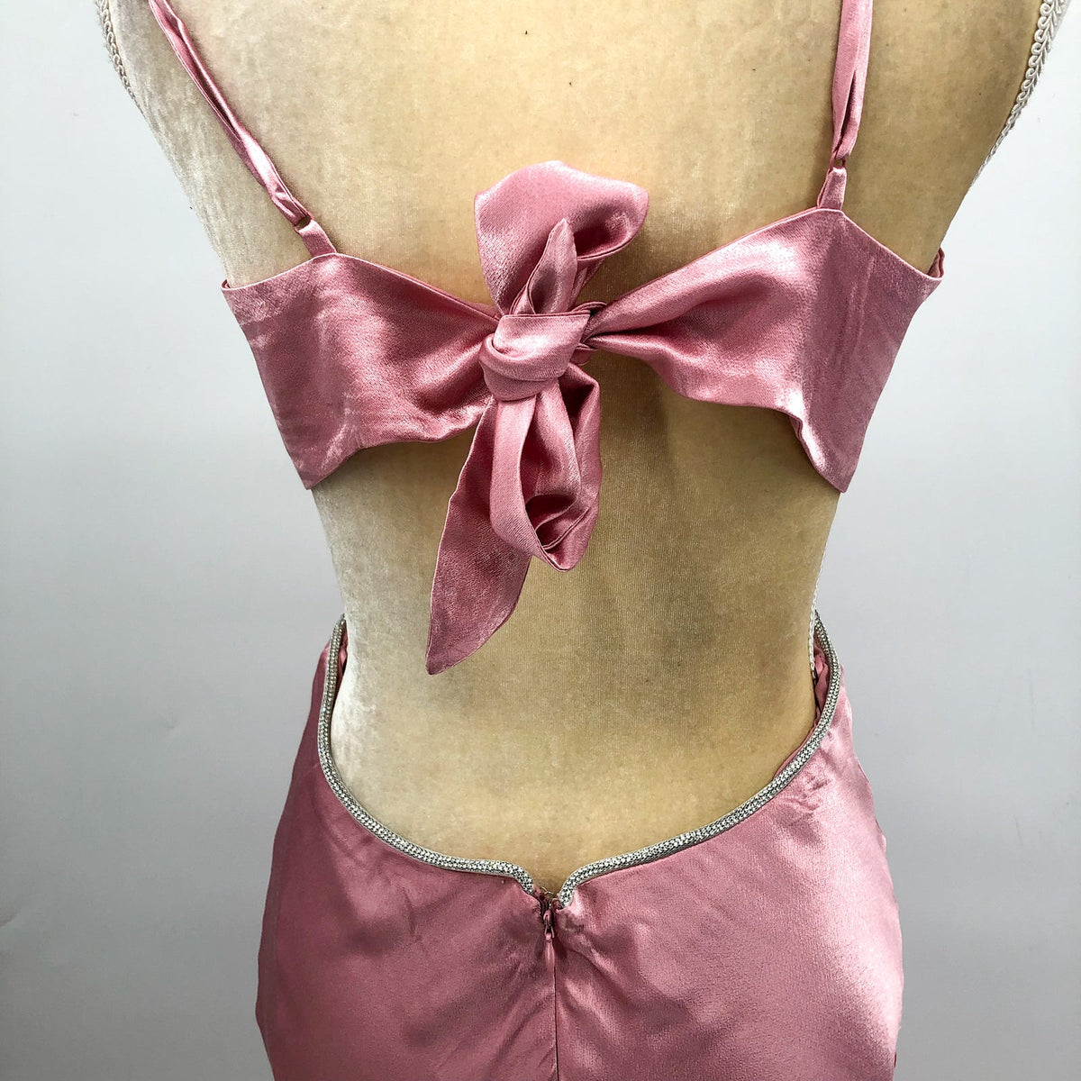 BARDOT Womens Rome Diamonte Slip Dress US Size 8 Blush Pink Open Back V NWT
