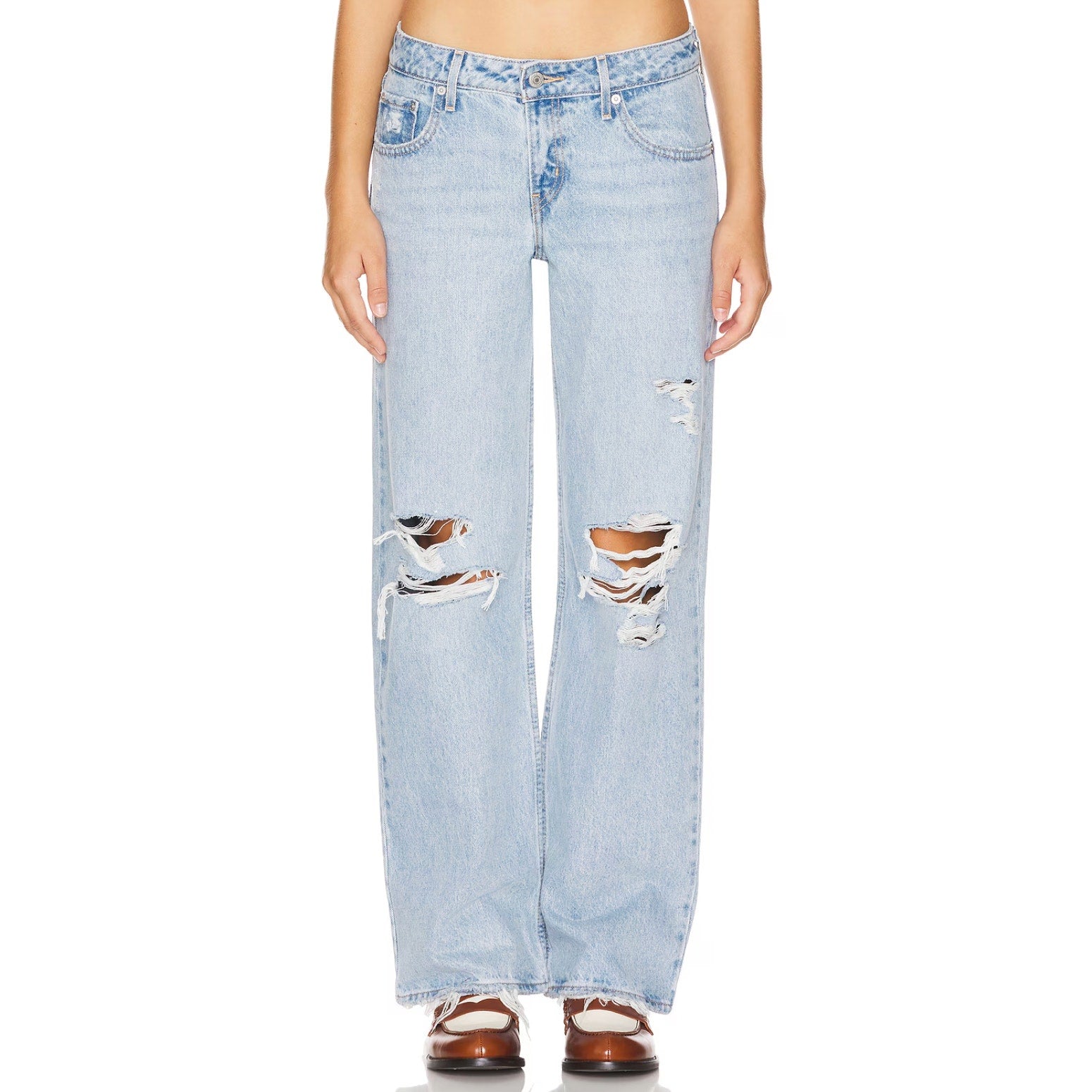 LEVI'S Womens Low Loose Straight Jeans 25x32 Size 0 Light Blue A5566-0001 NWT