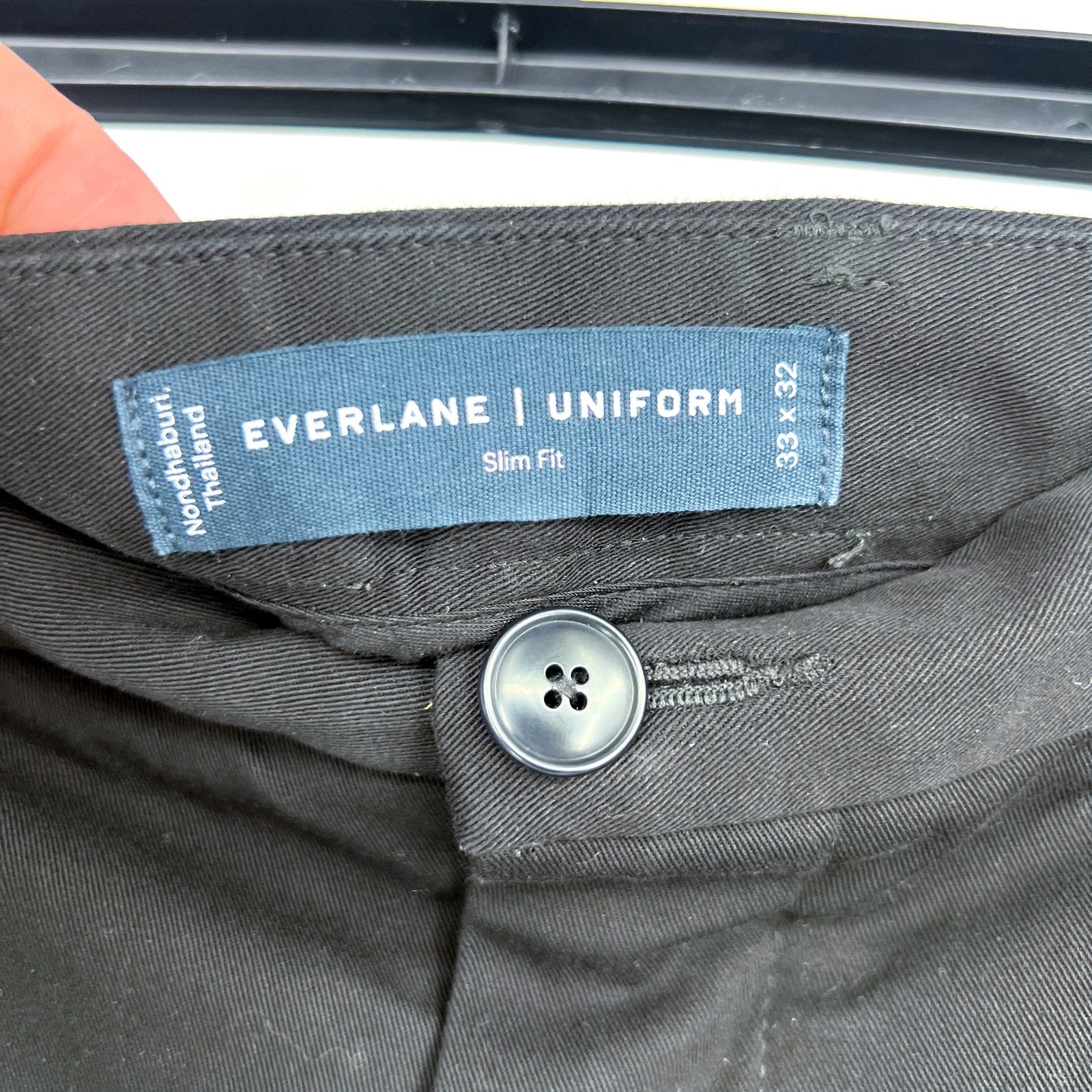 EVERLANE Men's Uniform Performance Chino Pants 33x32 Black Slim Fit NWT