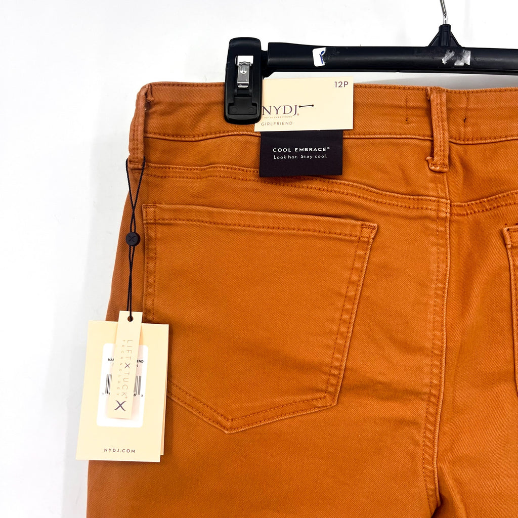 NYDJ Womens Margot Girlfriend Jeans Size 12 PETITE Rust Brown NWT