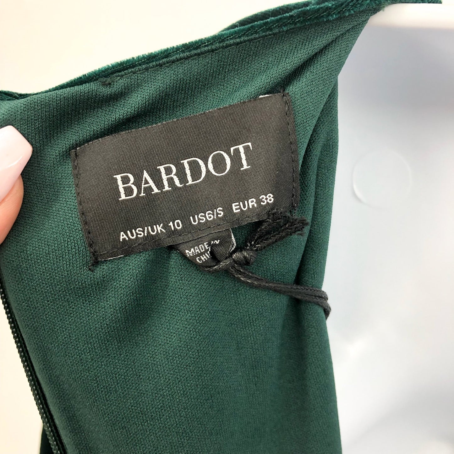 BARDOT Women's Morgan Velvet Wrap Dress US 6 Forest Green Long Sleeve NWT