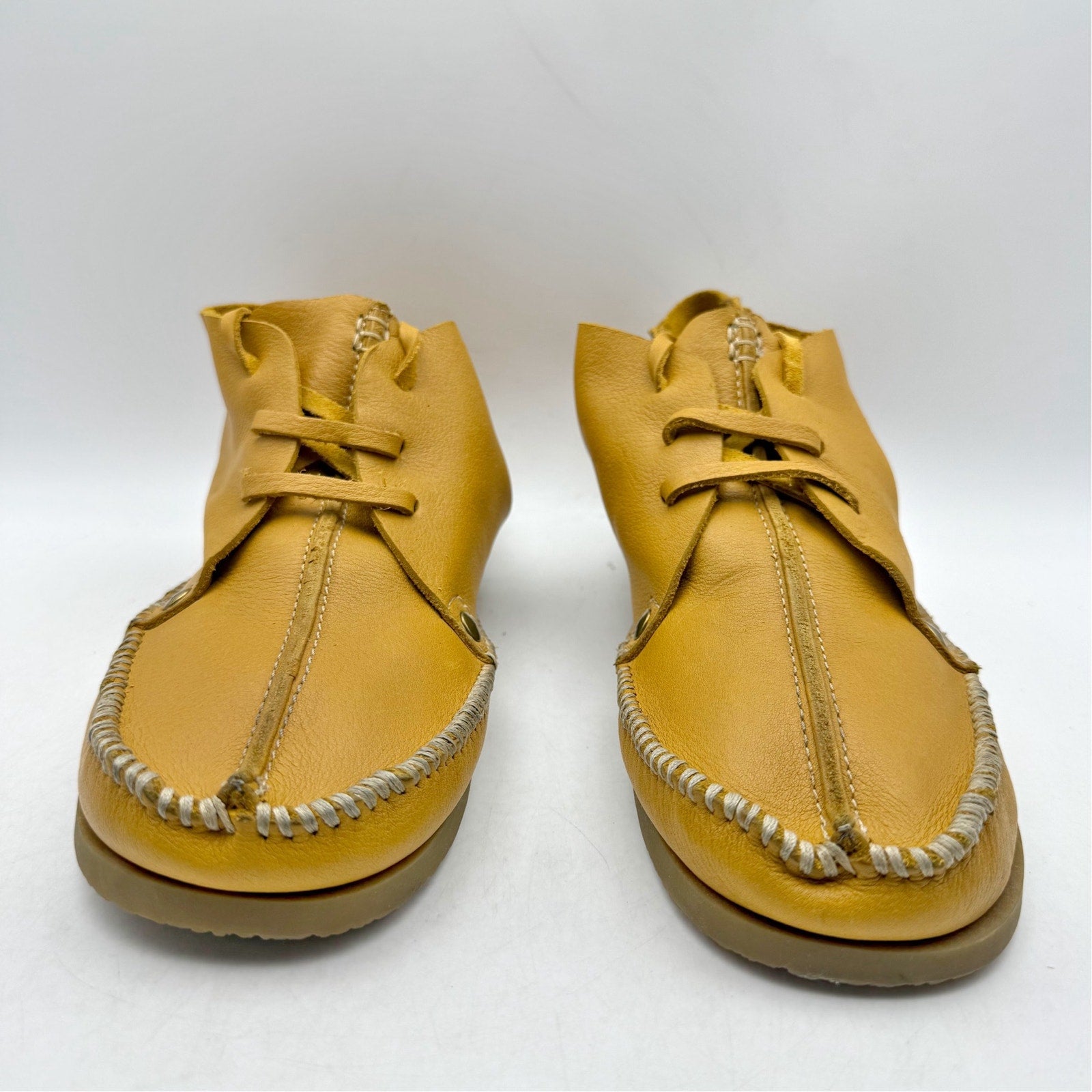 RE/DONE Womens Metal Oxford Shoes EU 37 US 7 Light Brown Yellow Leather NWOB
