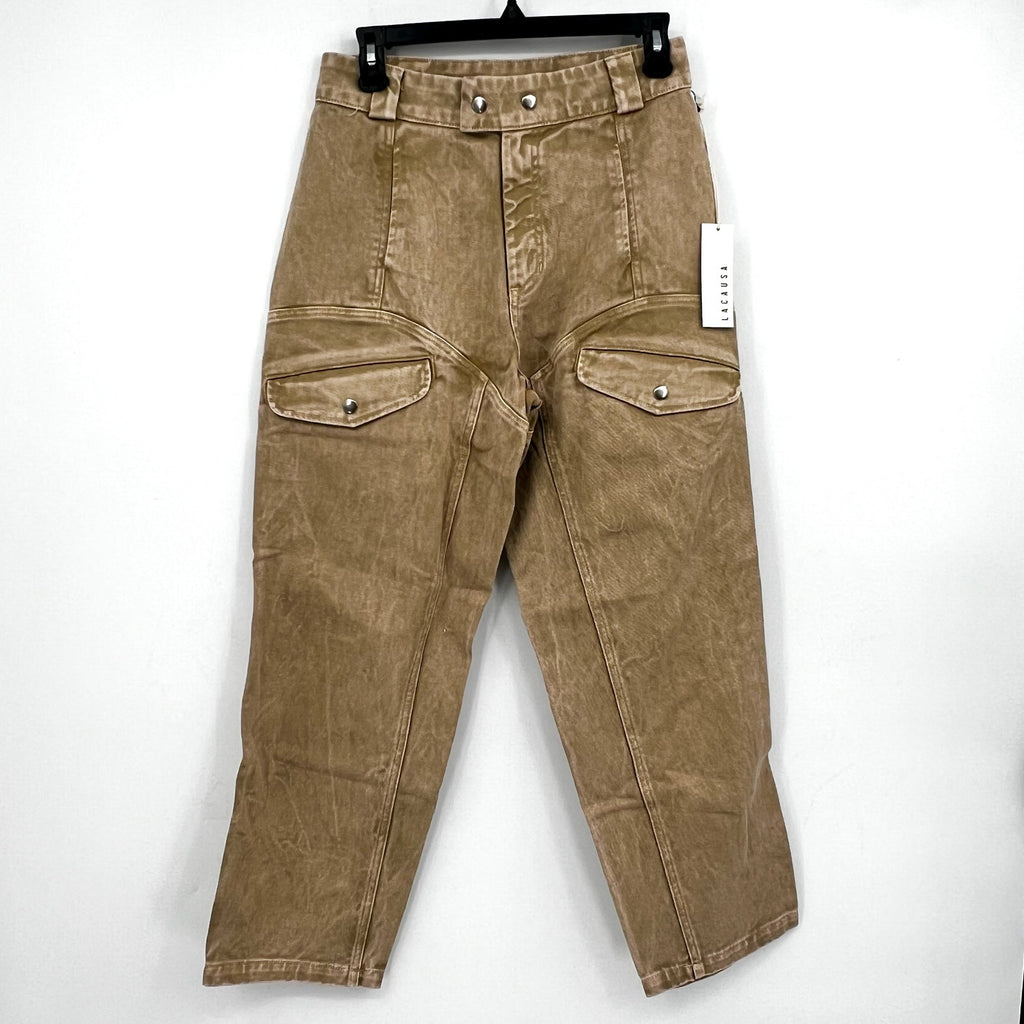 LACAUSA Women's Diego Cargo Trouser Jeans Size 4 Sand Mineral Wash High Rise NWT