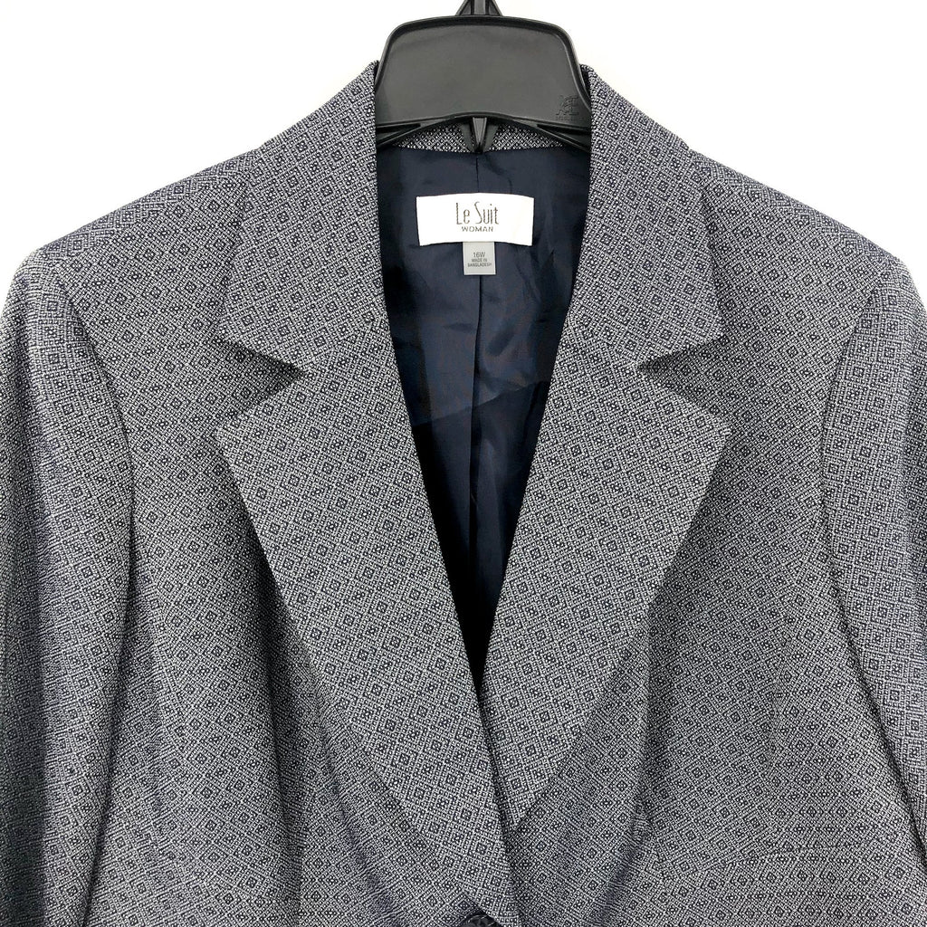 LE SUIT Women's Two Button Blazer 16W Midnight Navy Blue Gray Jacket NWT
