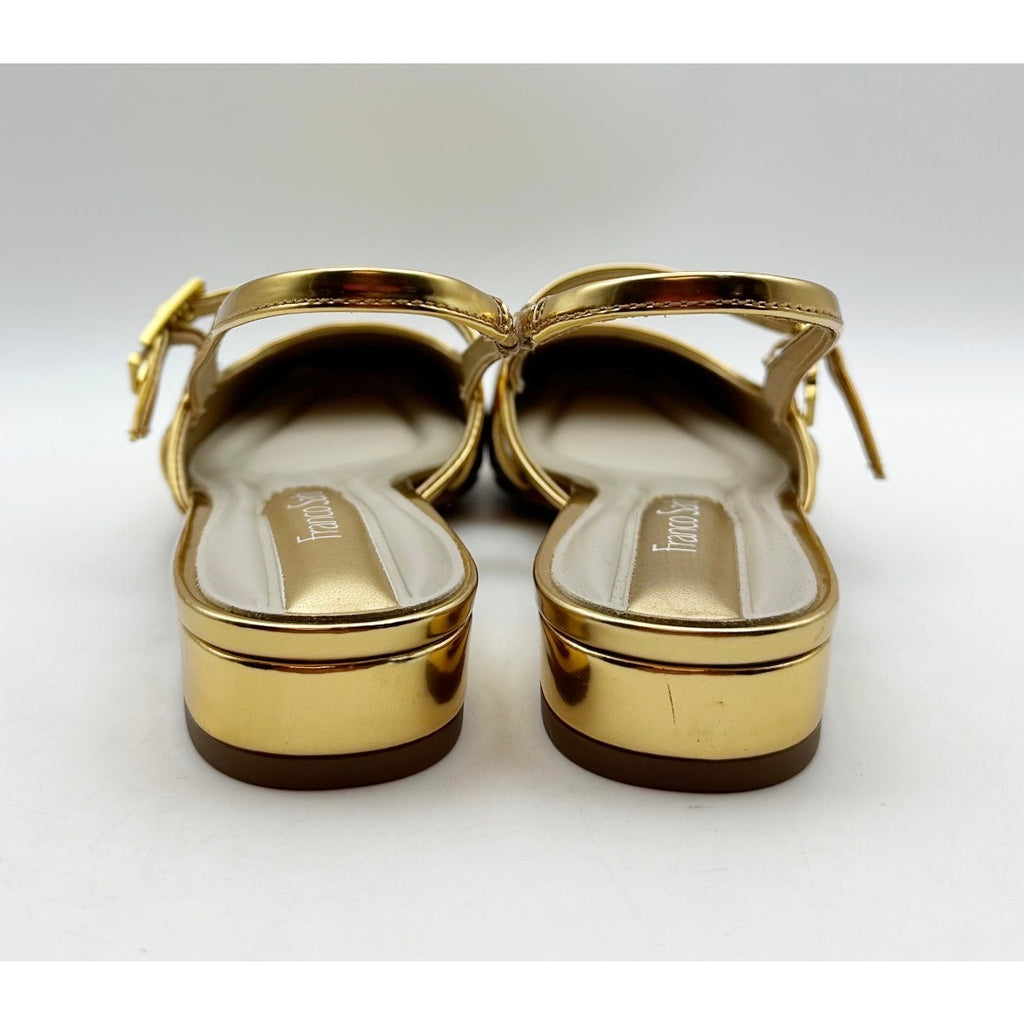 Franco Sarto Womens Destin Mary Jane Flats Size 6 M Gold Patent Leather NIB