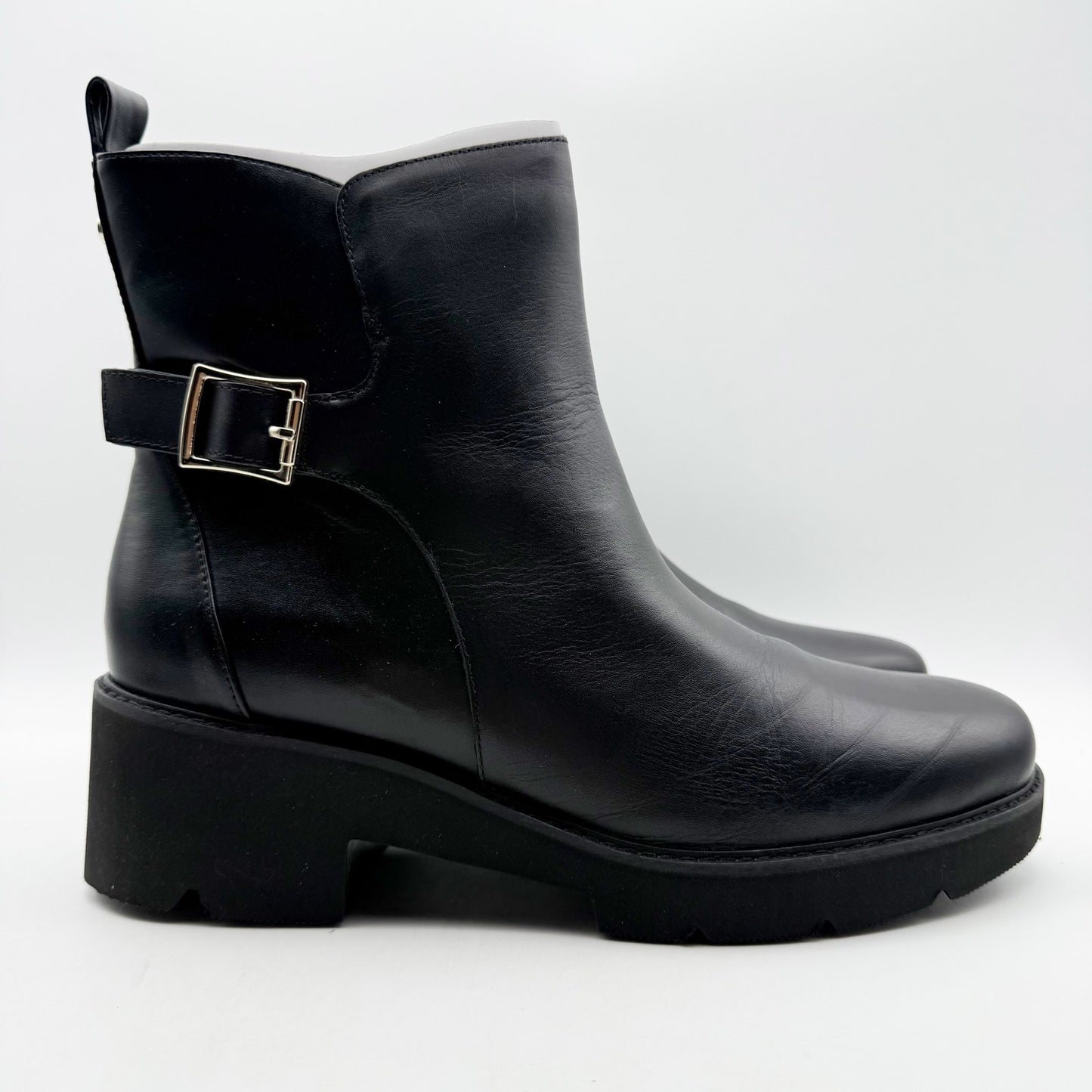 Naturalizer Womens Delilah Ankle Boots US 12 Wide EU 43 Black Leather NIB