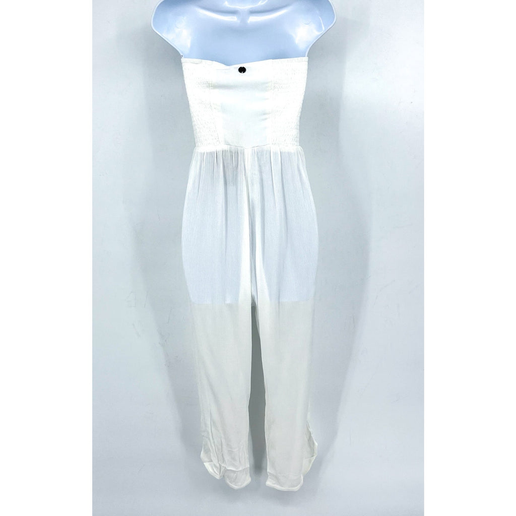 PRANA Women's Fernie Smocked Strapless Jumpsuit Small White Sleeveless NWT