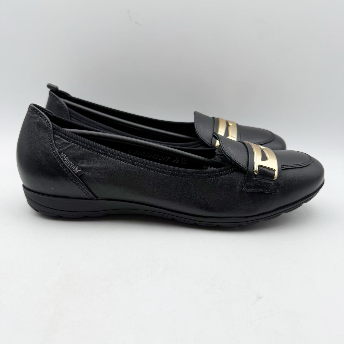 Mephisto Womens Electra Flats EU 38.5 US Size 8.5 Black Leather NIB