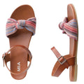 MIA Womens Addilynn Sandal US 6 Wide Brown Multicolor Knotted Fabric Front NWOB