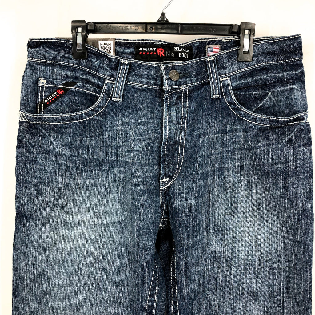 ARIAT Men's FR M4 Relaxed Ridgeline Boot Cut Jeans 34x32 Glacier Blue Denim NWT
