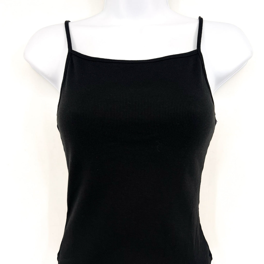 Madewell Women's Ribbed Spaghetti-Strap Bodysuit XS Black Thong AN423 NWT