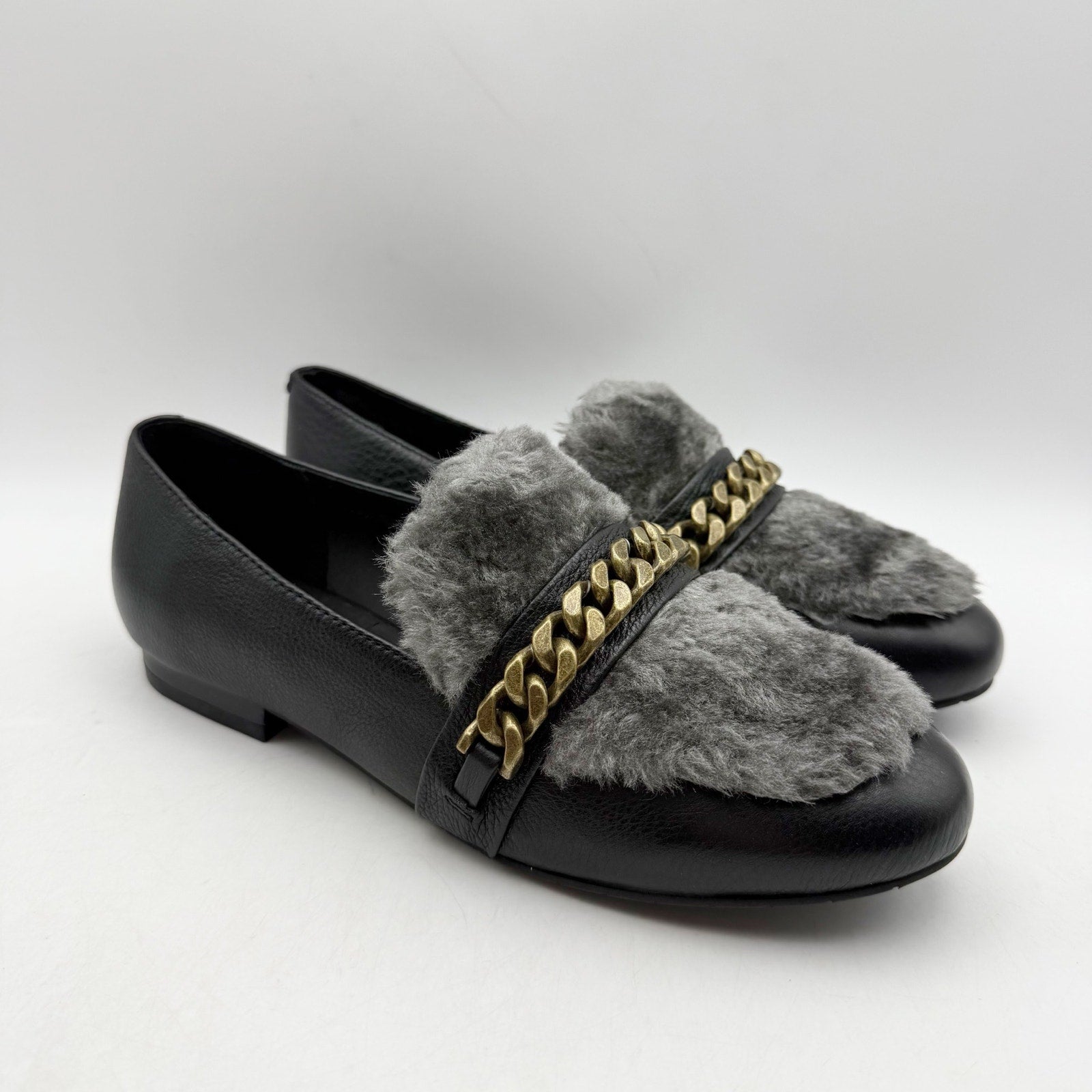 Kenneth Cole Womens Wilda Loafer US 6 M Black Grey Faux Fur NIB