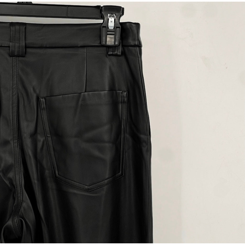 JOE'S JEANS Women's Mia Wide Leg Leather Pants Size 25 US 0 Black High Rise NWT