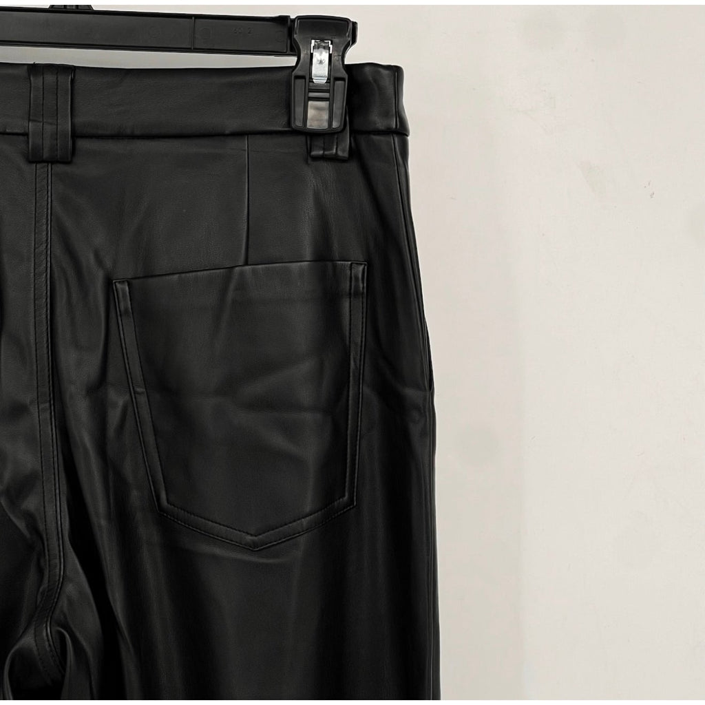 JOE'S JEANS Women's Mia Wide Leg Leather Pants Size 25 US 0 Black High Rise NWT