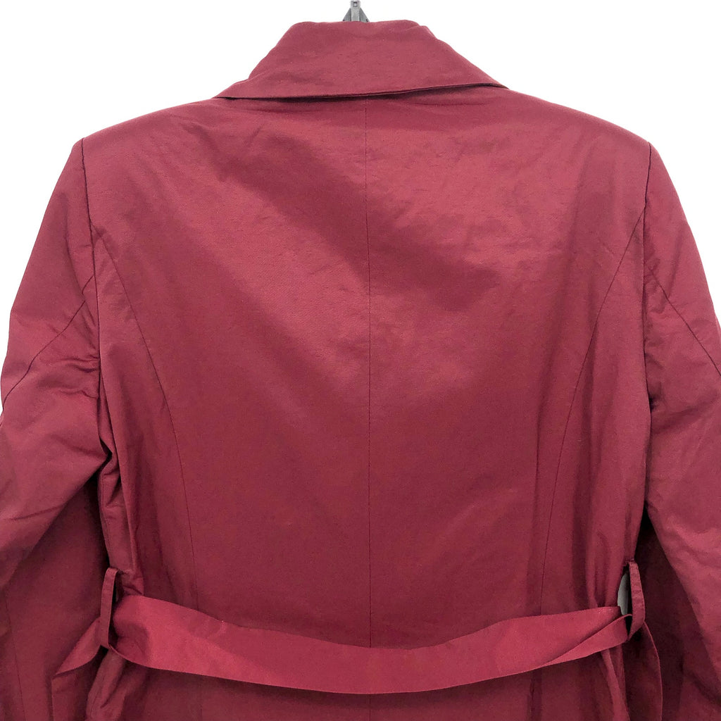 AVEC LES FILLES Womens Stretch Cotton Trench Coat Medium Burgundy Red Belted NWT