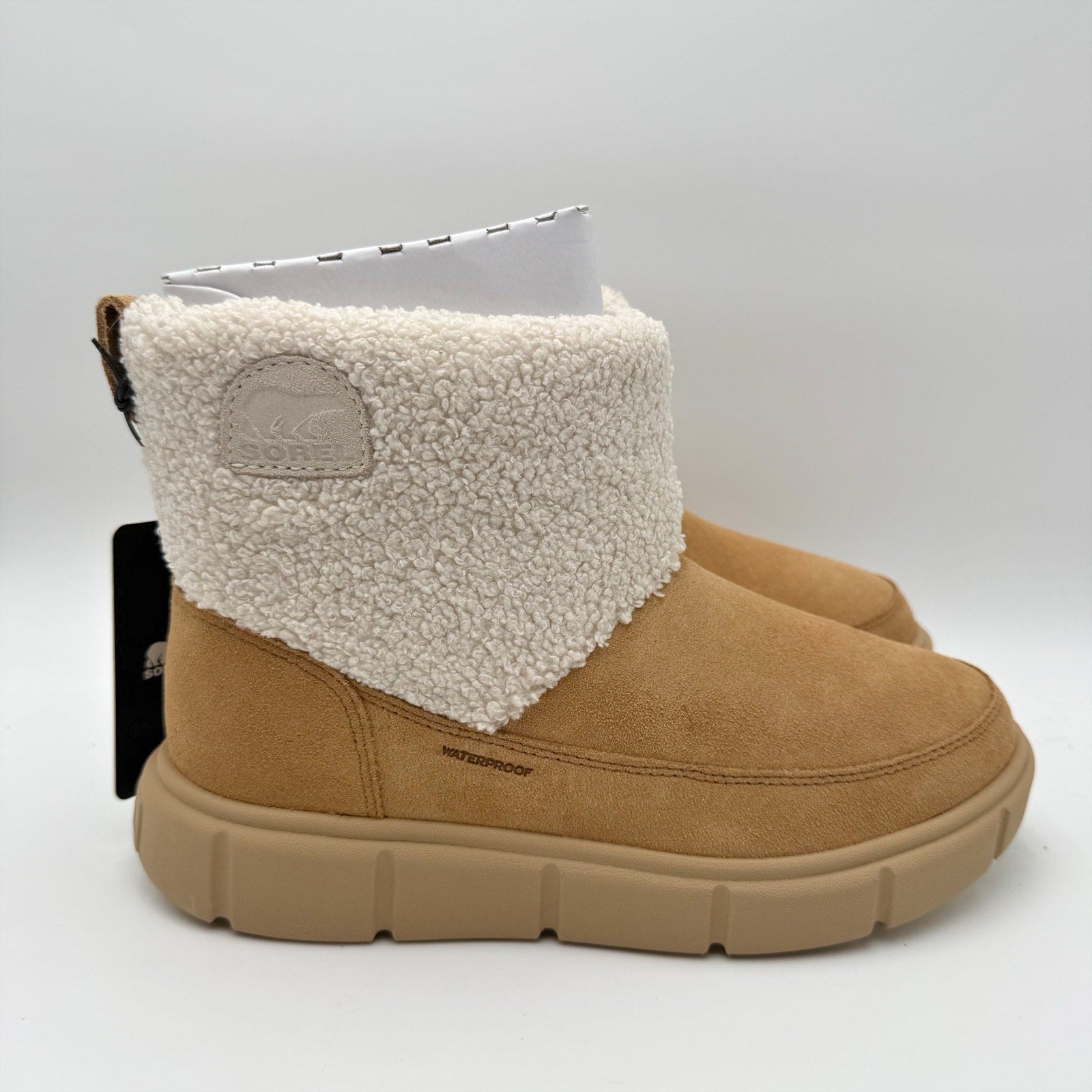 Sorel Womens Explorer lll Cozy Snow Booties US 8.5 Tan Suede WP Insulated NIB