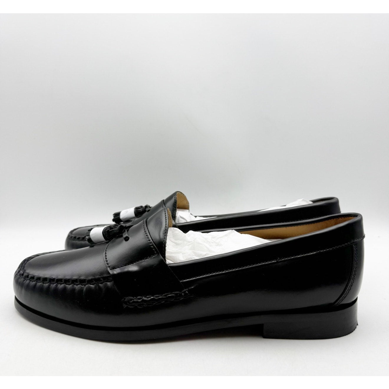 JOHNSTON & MURPHY Mens Hayes Tassel Dress Loafers Size 11.5 Black Leather NWOB