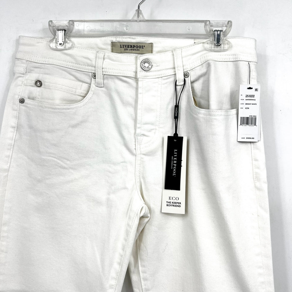 LIVERPOOL Women's Keeper Boyfriend Jeans US 6 SIZE 28 Bright White Cuff NWT