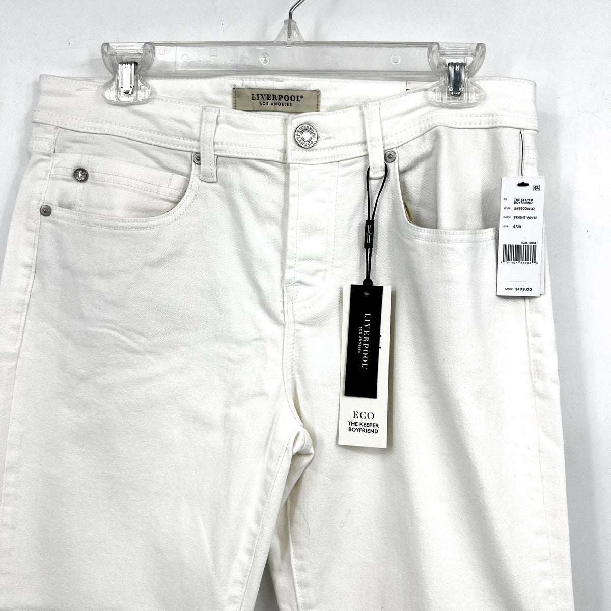 LIVERPOOL Women's Keeper Boyfriend Jeans US 6 SIZE 28 Bright White Cuff NWT