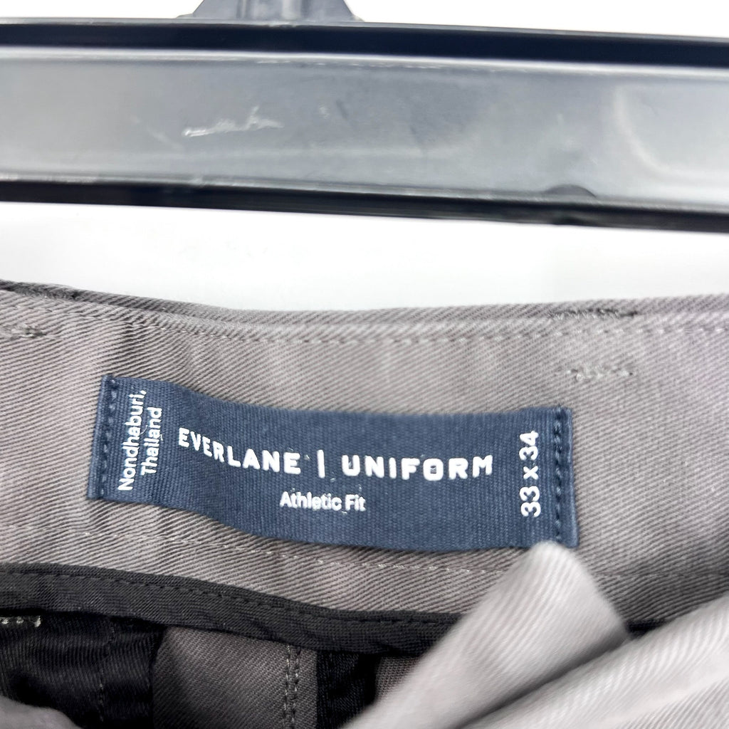 EVERLANE Uniform Mens Performance Chino Pants 33x34 Slate Grey Athletic Fit NWT