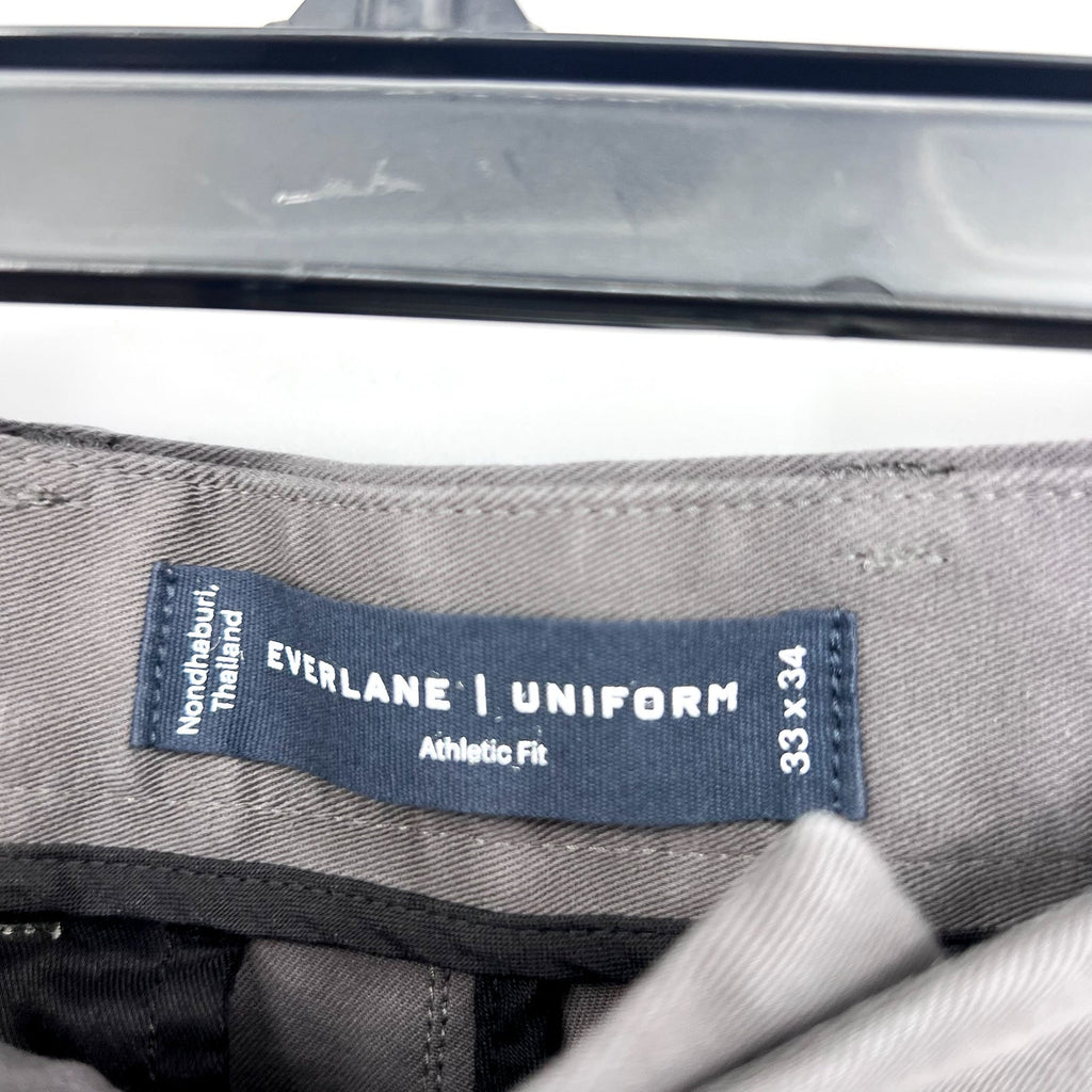 EVERLANE Uniform Mens Performance Chino Pants 33x34 Slate Grey Athletic Fit NWT