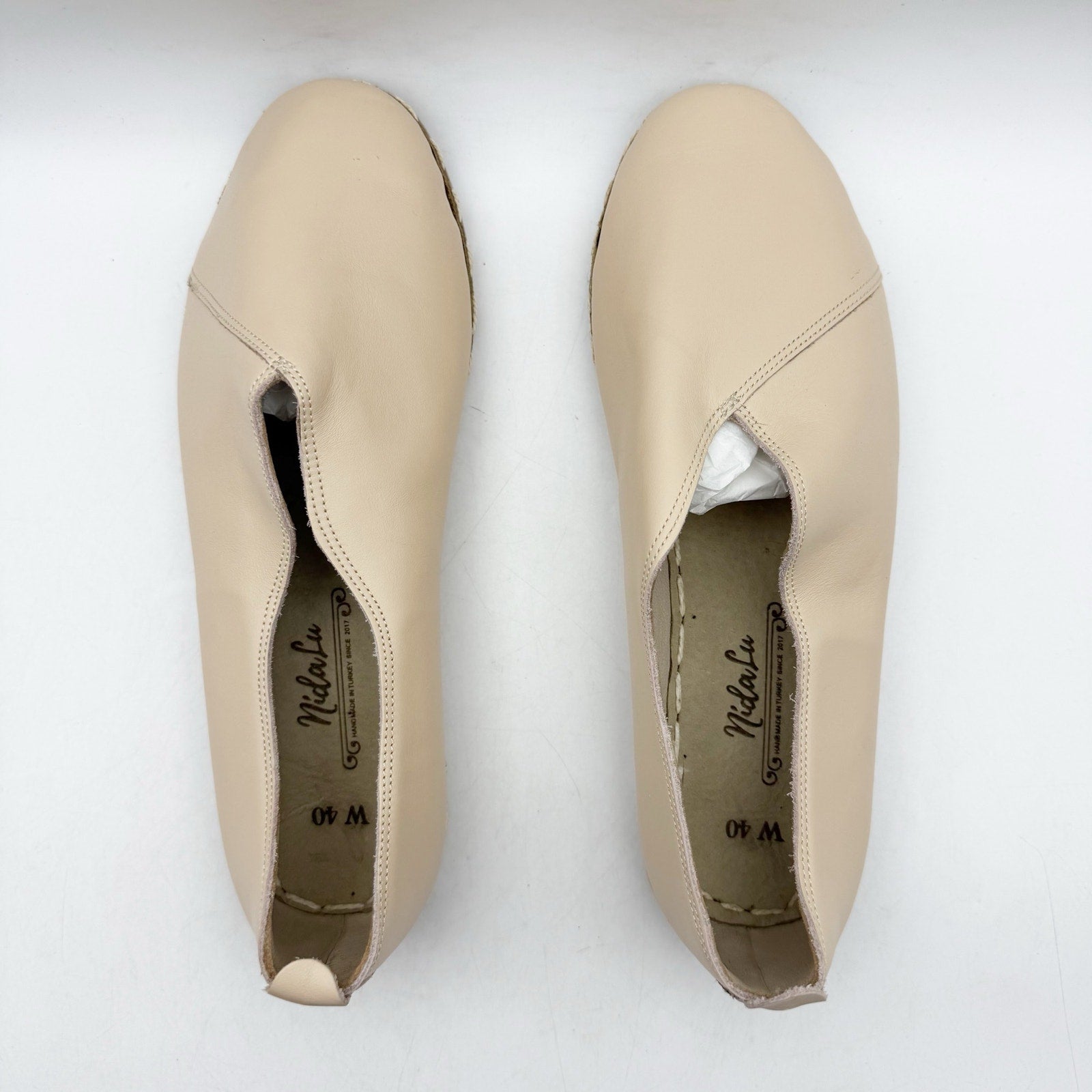 NIDA LU Womens LU Loafers EU 40 US 9 Bone White Leather NWOB